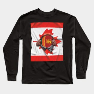 Sri Lankan Flag Canadian Flag Ripped Open - Gift for Sri Lankan From Sri Lanka Long Sleeve T-Shirt